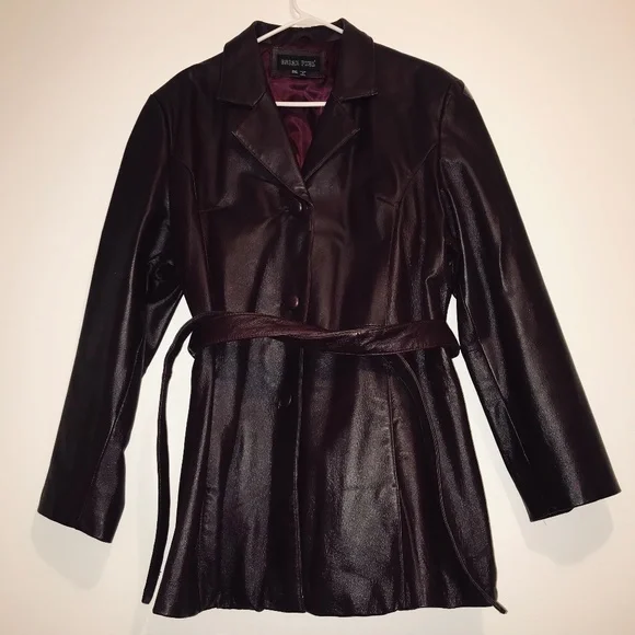 Vintage 90s Women Oscar Piel Dark Burgundy Genuine 100% Leather Jacket Coat 2XL - Picture 1 of 13